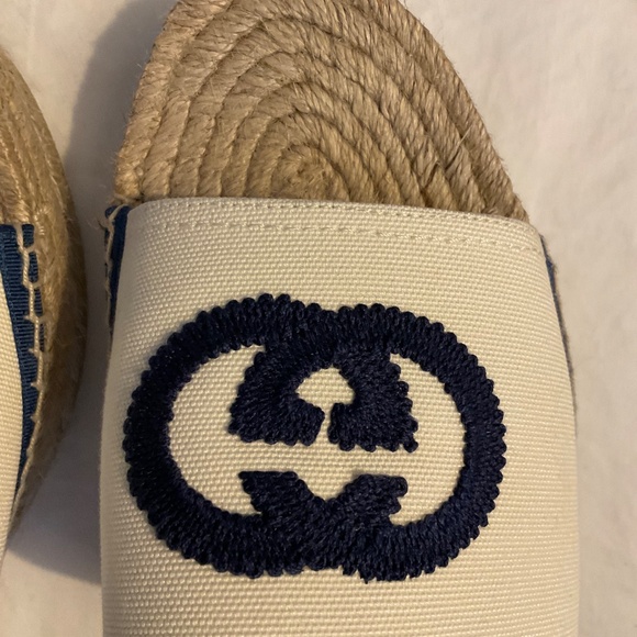 Gucci cream and blue canvas espadrilles slides size 41 - Picture 9 of 9